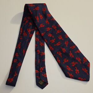 Elegant Navy and Red Lobster Tie